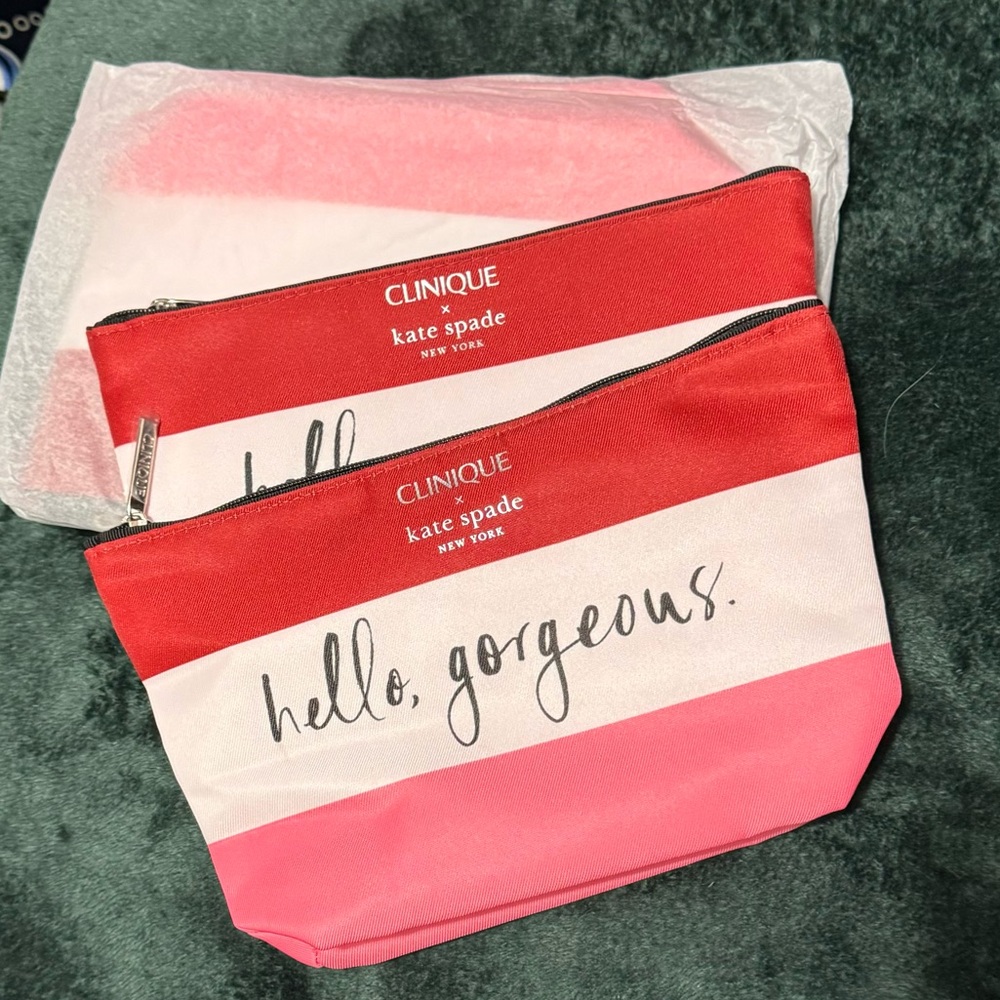 LOT of 3 Clinique x Kate Spade New York "Hello Gorgeous" Makeup Bags NWOT